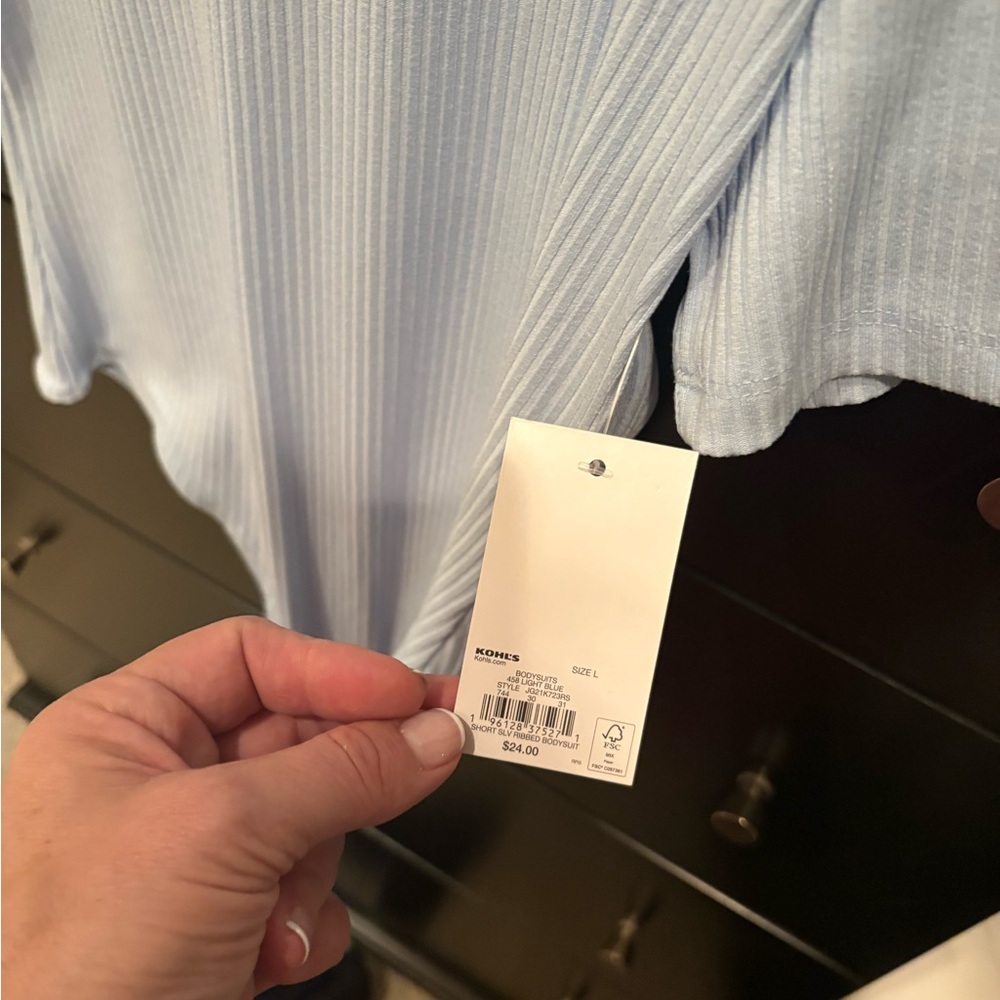 Kohl's Sky Blue Ribbed Top - Picture 2 of 3